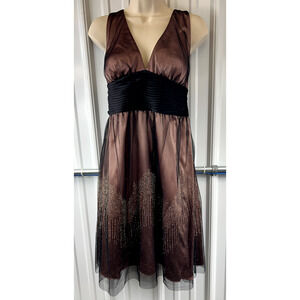 Y2K Adrianna Papell Black Mesh‎ Tulle Dress Sz 10 Whimsygoth Coquette Fairycore